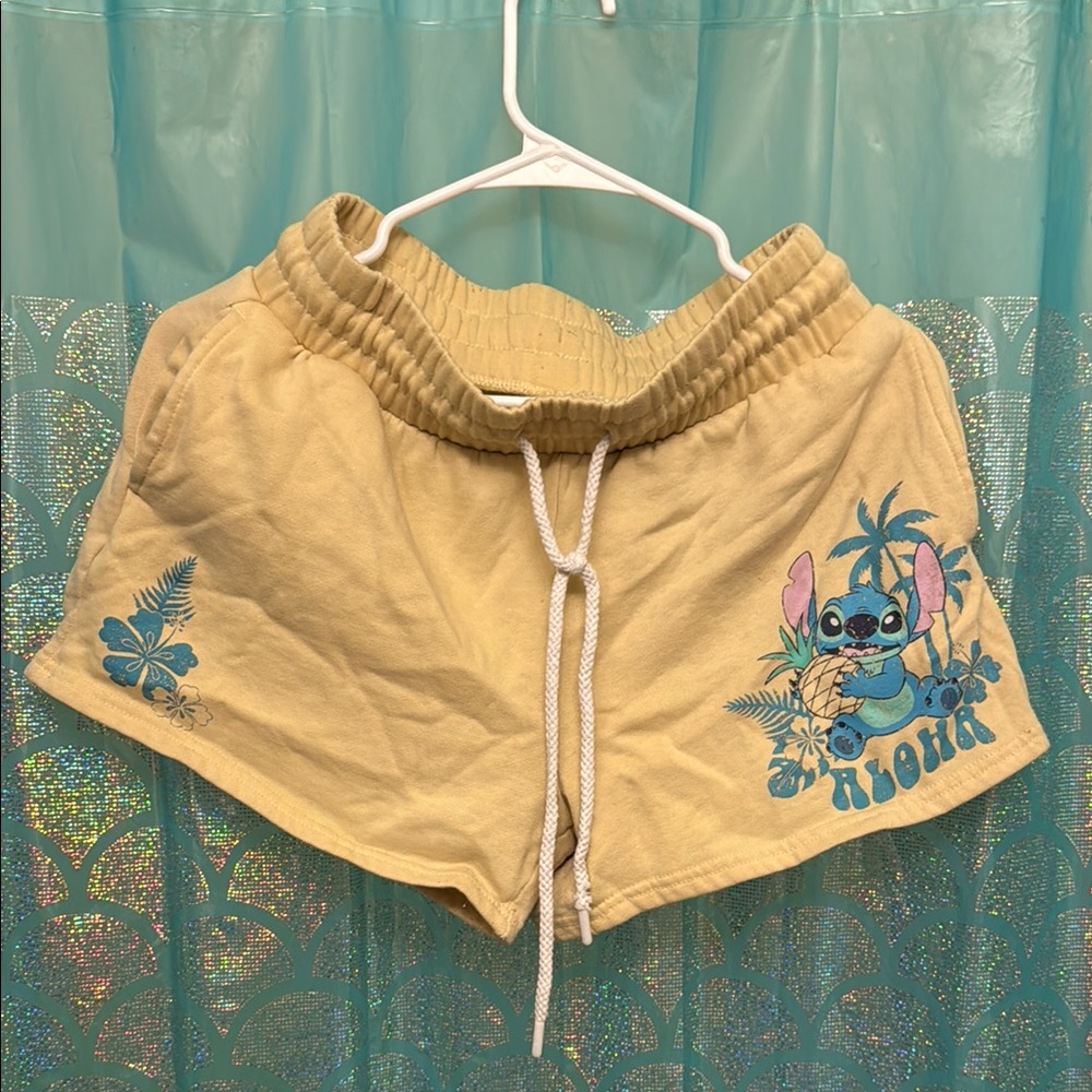 Disney Women's Tan Shorts with Stitch Design